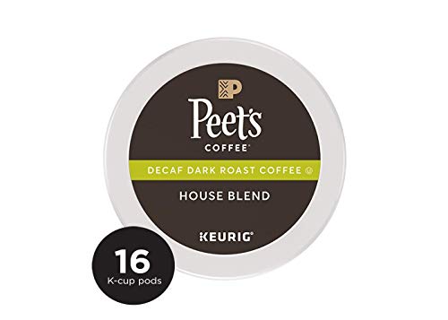 Book Cover Peet's Coffee Decaf House Blend Dark Roast Coffee K-Cup Coffee Pods (16 Count) Decaffeinated Coffee
