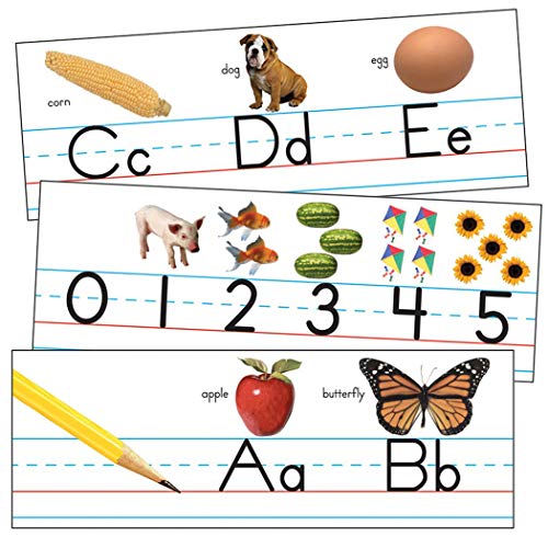 Carson Dellosa Alphabet and Number Line Bulletin Board Setâ€”Alphabet Chart with Upper and Lowercase Letters, Numbers 0-10, Bulletin Board Decorations for Homeschool or Classroom Decor (11 pc)