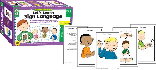 Book Cover Key Education Let's Learn Sign Language Learning Cardsâ€”PreK-Grade 2 Illustrated American Sign Language Flashcards With ASL Fingerspelling and Common Signs (160 pc)