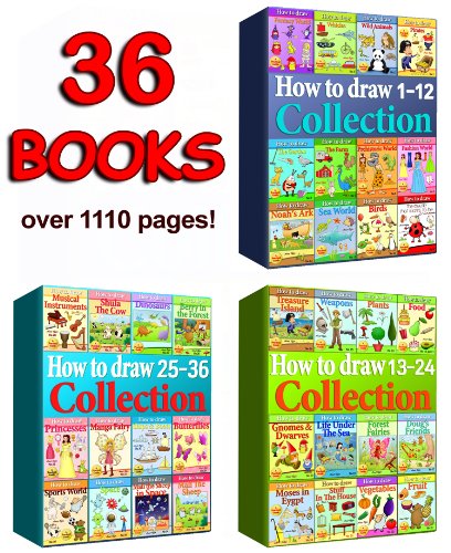 How to Draw Collection 1-36 Books (Over 1110 Pages) (How to Draw Collections Book 7)