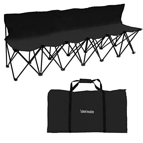 Book Cover Trademark Innovations Portable 6-Seater Folding Team Sports Sideline Bench with Back (Black)