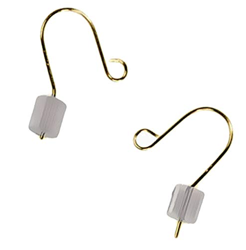 uGems Tiny Earwire 14k Yellow Gold Fishhook Loop Earring Parts w/Stoppers .016" Ultra Lt Wt Pair
