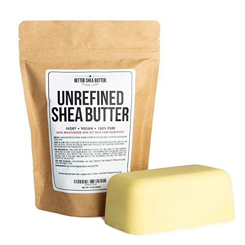 Book Cover Unrefined African Shea Butter - Ivory, 100% Pure & Raw - Moisturizing and Rich Body Butter for Dry Skin - Suitable for All Skin Types - Use Alone or in DIY Whipped Body Butters - 16 oz (1 LB) Bar