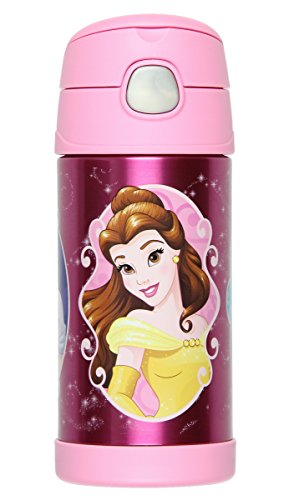 Book Cover Thermos FUNtainer Vacuum Insulated Stainless Steel Kids Drinkware Bottle with Straw, 10oz - Tasteless and Odorless, BPA-Free, Portable & Great for Children, Travel & Lunchboxes - Disney Princess