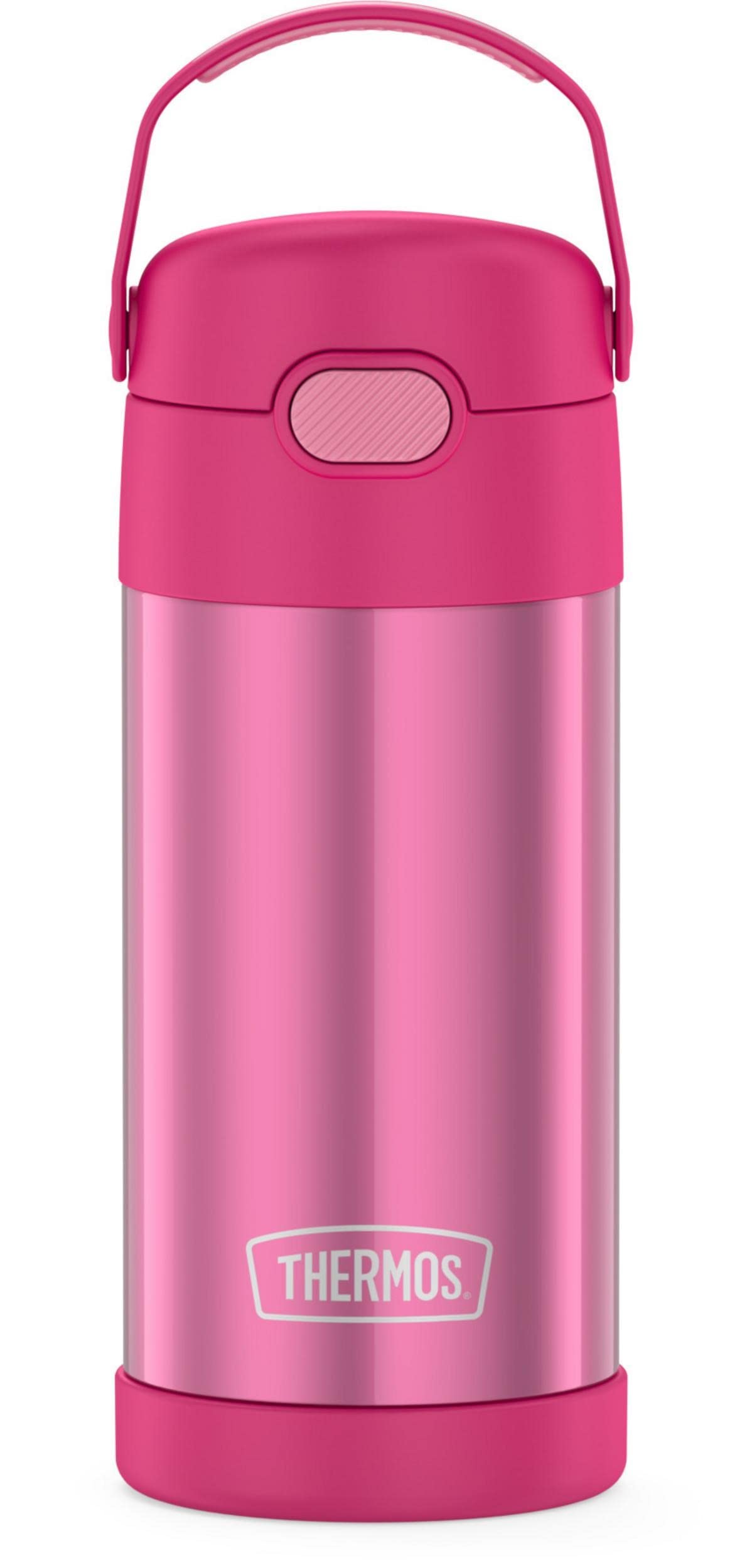 Book Cover THERMOS FUNTAINER 12 Ounce Stainless Steel Vacuum Insulated Kids Straw Bottle, Pink