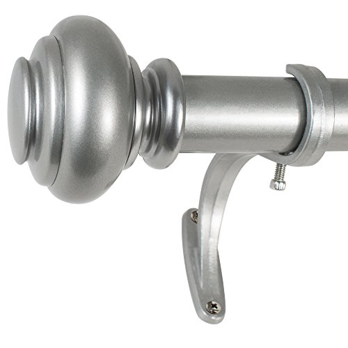 Decopolitan 278656829 1-Inch Urn Single Window Treatment Rod Set, 18 to 36-Inch, Antique Silver