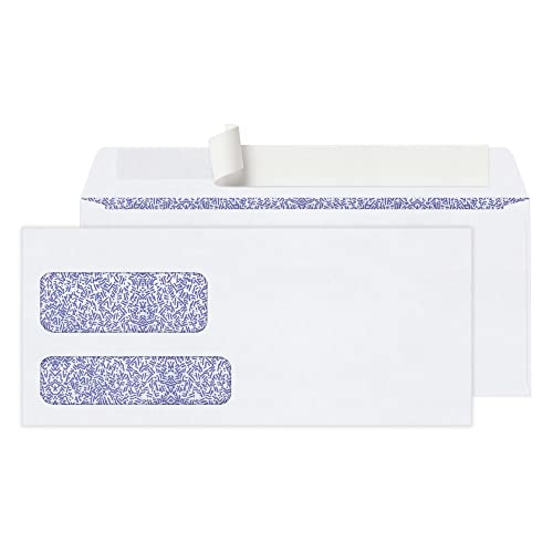 Office Depot Double-Window Envelopes, 10 (4 1/8in. x 9 1/2in.), White, Clean Seal(TM), Box of 250, 77139