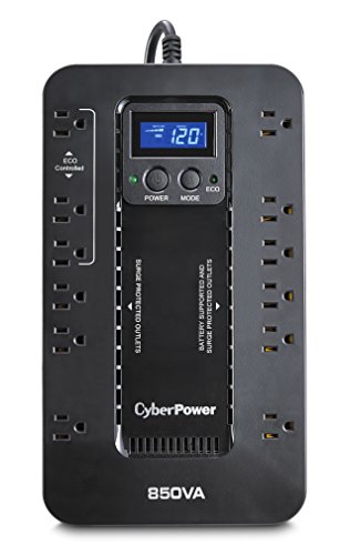 CyberPower EC850LCD Ecologic UPS System, 850VA/510W, 12 Outlets, ECO Mode, Compact