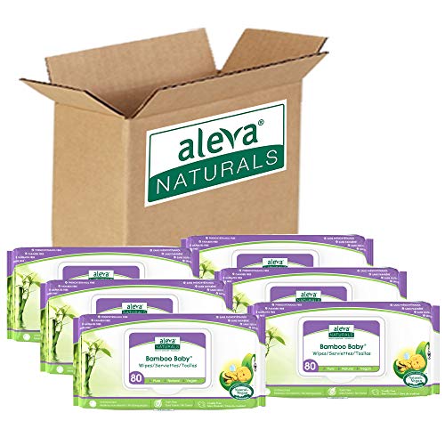 Aleva Naturals Bamboo Baby Wipes | Perfect for Sensitive Skin | Extra Strong and Ultra Soft | Natural and Organic Ingredients | Certified Vegan | 6 packs of 80ct â€“ Total of 480ct (37944)