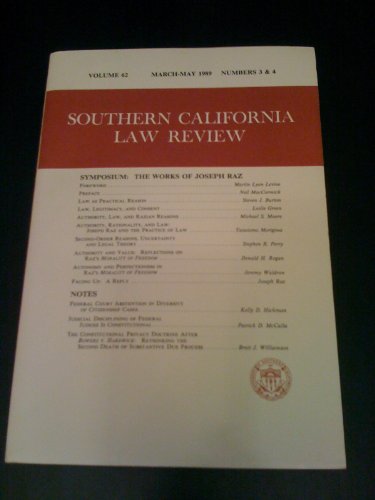 The Works of Joseph Raz (Southern California Law Review Volume 62, Nos. 3 and 4)