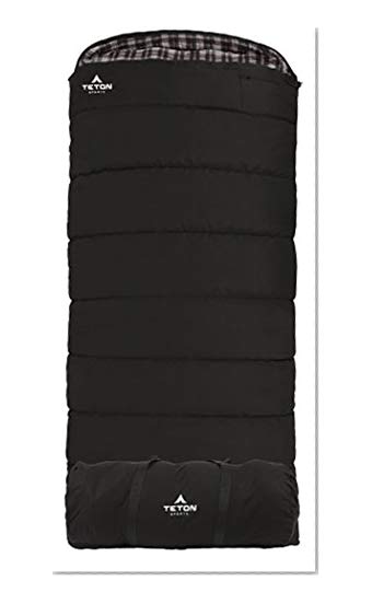 Teton Sports Outfitter XXL Sleeping Bag; Warm and Comfortable Sleeping Bag Great for Fishing, Hunting, and Camping; Great for When it’s Cold Outdoors; Storage Duffle Bag Included; Black, Right Zip