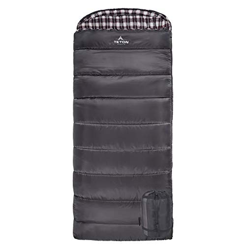 TETON Sports Fahrenheit XXL +20F Sleeping Bag; TETON Sleeping Bag Great for Cold Weather Camping; Lightweight Sleeping Bag; Hiking, Camping; Grey, Left Zip