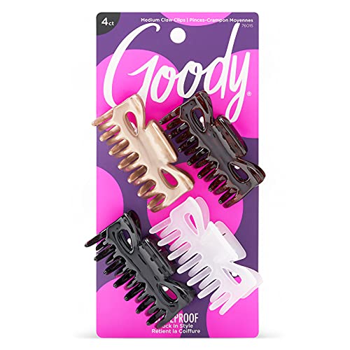 Book Cover Goody Classics Medium Claw Clips - 4-Pack, Assorted Colors - Great for Easily Pulling Up Your Hair - Pain-Free Hair Accessories for Women, Men, Boys, and Girls