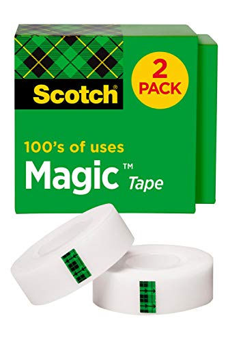 Book Cover Scotch Magic Tape, 2 Rolls, Numerous Applications, Invisible, Engineered for Repairing, 3/4 x 1000 Inches, Boxed (810K2)