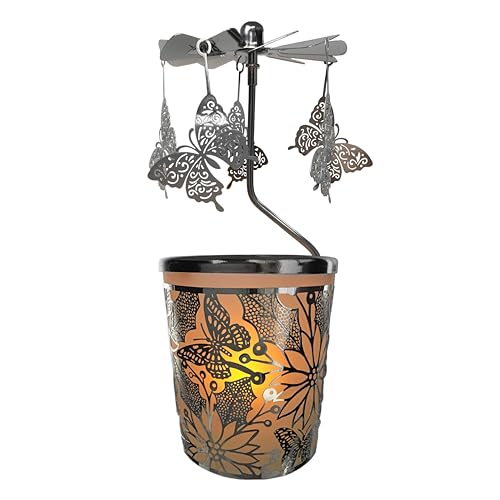 Spinning Butterfly Candle Holder with Flowers Scandinavian Design