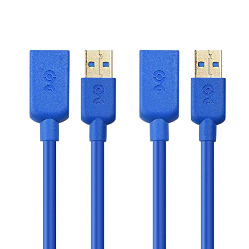Cable Matters 2-Pack Short USB to USB Extension Cable (USB 3.0 Extension Cable) in Blue 3 ft for Oculus Rift, HTC Vive, Playstation VR Headset and More