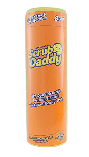 The Original Scrub Daddy - FlexTexture Sponge, Soft in Warm Water, Firm in Cold, Deep Cleaning, Dishwasher Safe, Multi-use, Scratch Free, Odor Resistant, Functional, Ergonomic- 8ct Roll