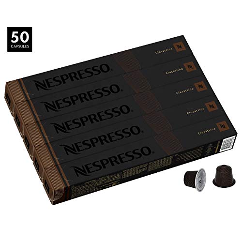 Book Cover Nespresso Ciocattino OriginalLine Capsules, 50 Count Espresso Pods, Medium Roast Intensity 6 Blend, Central & South American Arabica Coffee Flavors