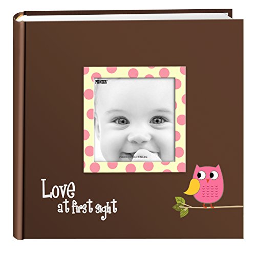 Book Cover Pioneer Photo Albums EV-246FB/O 200-Pocket Baby Owl Printed Designer Frame Cover Photo Album, Pink