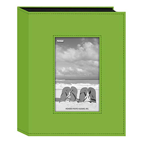 Book Cover Pioneer Photo Albums Sewn Leatherette Frame Photo Album, Lime Green
