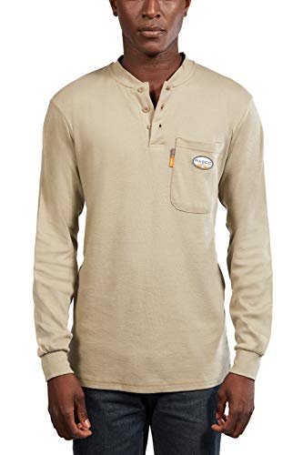 Rasco FR Khaki Henley T-Shirt 100% Preshrunk Cotton NFPA 2112 Large