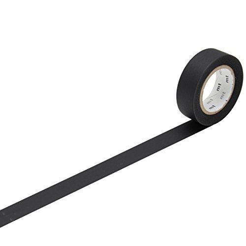 MT Solids Washi Paper Masking Tape, 15mm x 10m, Matte Black (MT01P207)