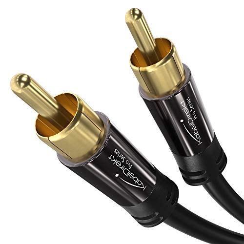 KabelDirekt – 6ft Short – RCA/Phono subwoofer Lead Cable, 1 to 1 RCA/Phono, Audio/Digital/Video (Coax Cable, RCA/Phono Male/Male Plugs, for amps/Hi-Fis, Audio Signals/Composite Video, 75 ohm, Black)