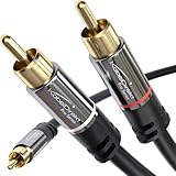 KabelDirekt – Phono Y Cable – 6ft Short – 1 to 2 Stereo Audio Cable for RCA Ports (Coax, Phono Male/Male Plugs, Analog/Digital, Adapter for subs/amps/Hi-Fis/Home Theater/receivers, Black)