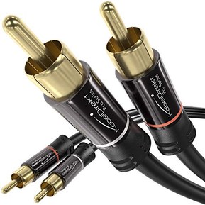 KabelDirekt â€“ 6ft short â€“ RCA/phono cable, 2 to 2 RCA/phono, stereo audio cable (coax cable, RCA/phono male/male plugs, analog/digital, for subs/amps/Hi-Fis/home theater/Blu-ray/receivers, black)