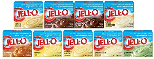 Jell-O Sugar Free Instant Pudding Sampler (Pack of 9 Different Flavors 0.9-1.4oz)