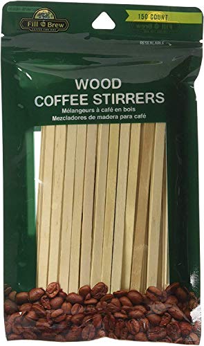 Book Cover Fill 'n Brew Wood Coffee Stirrers (150 count, resealable package): 1 pack / 150 stir sticks