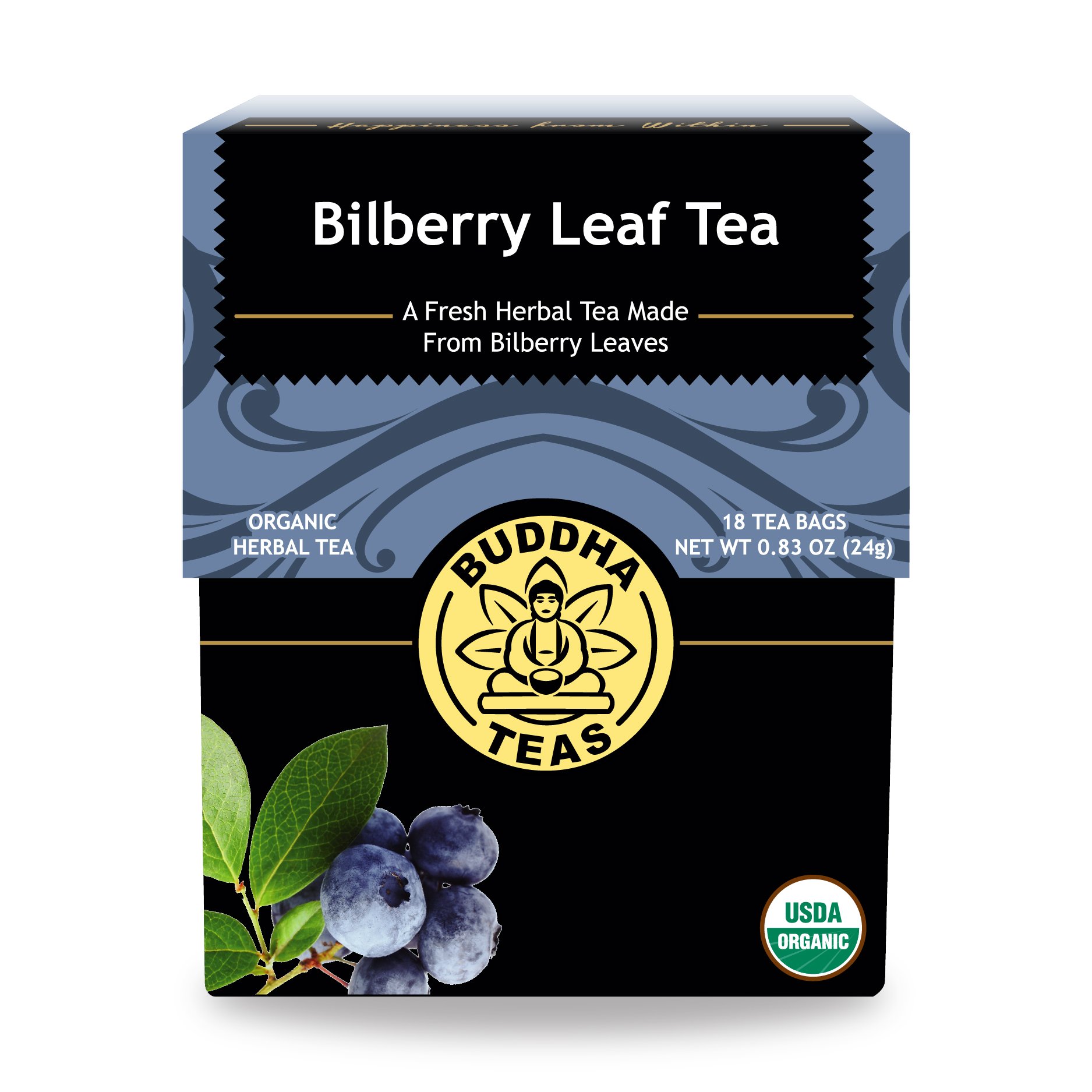Book Cover Buddha Teas Organic Bilberry Leaf Tea - OU Kosher, USDA Organic, CCOF Organic, 18 Bleach-Free Tea Bags