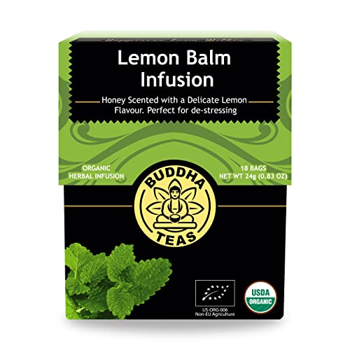 Book Cover Buddha Teas Organic Lemon Balm - OU Kosher, USDA Organic, CCOF Organic, 18 Bleach-Free Tea Bags