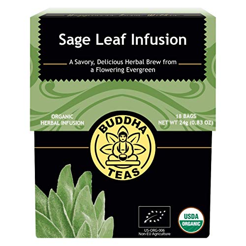 Book Cover Organic Sage Leaf Tea - Kosher, Caffeine-Free, GMO-Free - 18 Bleach-Free Tea Bags