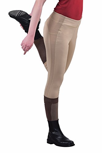 TuffRider Women's Ventilated Schooling Tights, Safari/Safari, Medium