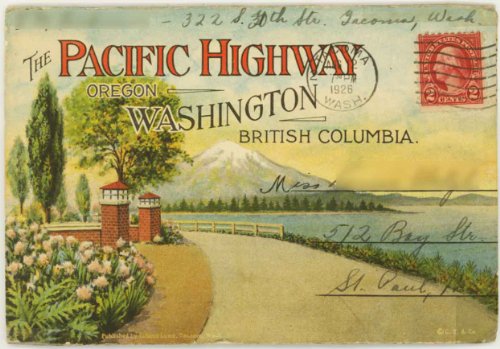 The Pacific Highway (Oregon - Washington - British Columbia) (1920's Souvenir Postcard Folder) #D-4351