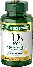 Nature's Bounty Vitamin D3 Pills & Supplement, Supports Bone Health & Immune System, 5000iu, 240 Count Softgels