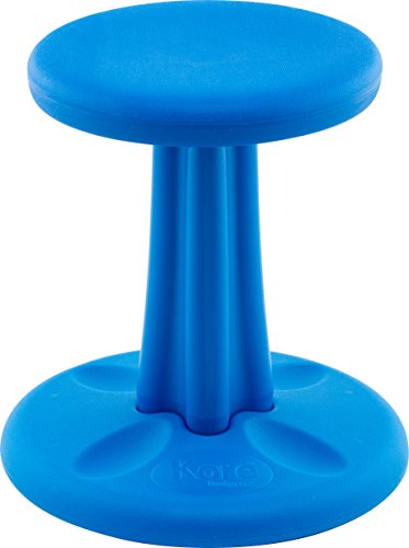 Book Cover Kore Kids Wobble Chair - Flexible Seating Stool for Classroom & Elementary School, ADD/ADHD - Made in USA - Age 6-7, Grade 1-2, Blue (14in)