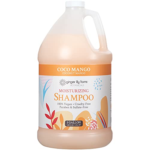 Book Cover Ginger Lily Farms Botanicals Moisturizing Shampoo for All Hair Types, Coco Mango, 100% Vegan & Cruelty-Free, Coconut Mango Scent, 1 Gallon (128 fl oz) Refill