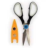 Kikkerland Multi-Purpose Ergonomic Toucan Kitchen Shears Scissors, Black/Orange, Cutting Herbs, Meat Trimming, Kitchen Tool