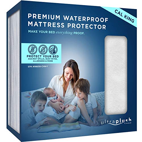 Book Cover UltraBlock Waterproof Mattress Protector - Smooth Plush Top California KingÂ Mattress Cover for Bed