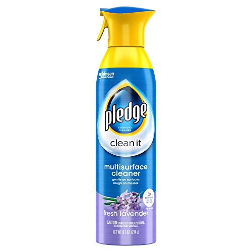 Pledge Multisurface Cleaner Aerosol Spray, Works on Glass, Leather, Granite, Wood, Marble, Chrome and More, Fresh Lavender, 9.7 oz - Pack of 6