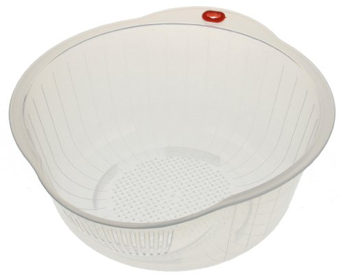 Book Cover Kotobuki Japanese Rice Washer with Dual Drain, Clear
