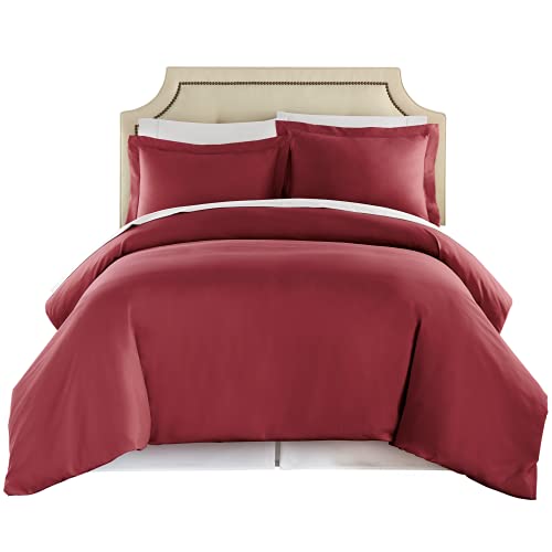 Book Cover 1500 Thread Count DUVET COVER, Queen-Burgundy