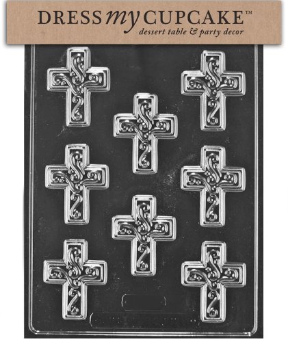 Dress My Cupcake Chocolate Candy Mold, Small Easter Cross with Swirl