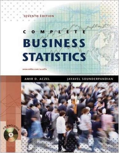 Complete Business Statistics [Mcgraw-Hill/Irwin Series] by Aczel, Amir, Sounderpandian, Jayavel [McGraw-Hill/Irwin,2008] [Hardcover] 7TH EDITION