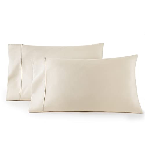 HC COLLECTION Pillow Cases - Set of 2 Standard/Queen Size Pillowcases,Â 20" x 30", Microfiber Pillowcase Pack -Cream