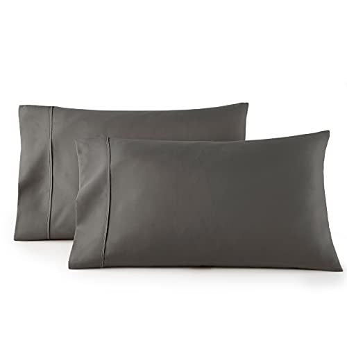 HC COLLECTION Pillow Cases - Set of 2 Standard/Queen Size Pillowcases,Â 20" x 30", Microfiber Pillowcase Pack -Gray
