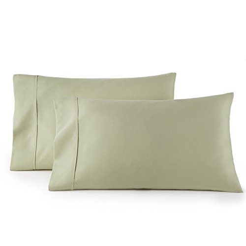 Book Cover HC COLLECTION 1500 Thread Count Egyptian Quality 2pc Set of Pillow Cases, Silky Soft & Wrinkle Free-King Size, Sage Green