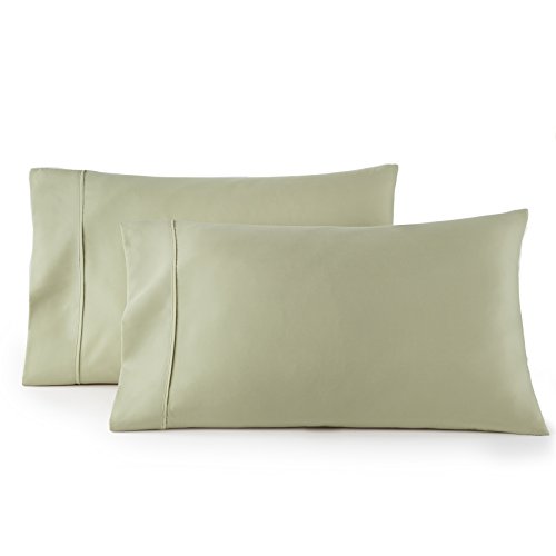 HC COLLECTION 1500 Thread Count Egyptian Quality 2pc Set of Pillow Cases, Silky Soft & Wrinkle Free-King Size, Sage Green